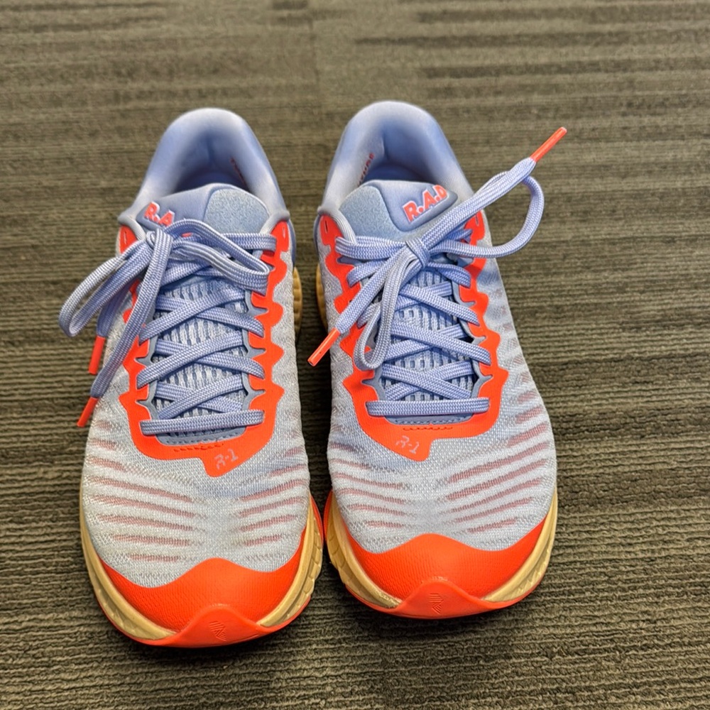 Brand New RAD R-1 global running shoes.Vibrant Orange and Blue Athletic Sneakers